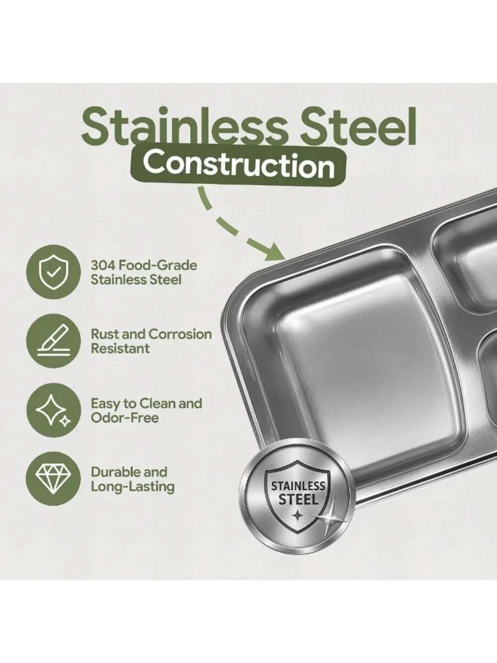 Leakproof Stainless Steel Bento Lunch Box | 3-Compartment, BPA-Free, Dishwasher